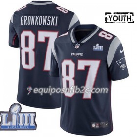 Camiseta Niño NFL New England Patriots Rob Gronkowski 87 Nike Azul II 2019 Super Bowl LIII